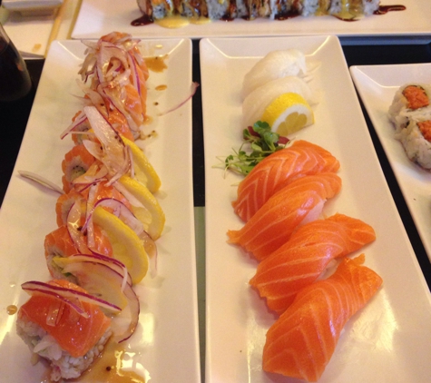 Crazy Rock'n Sushi - Los Angeles, CA. Alaskan Roll, Baked Salmon Roll, Squid and Salmon Sushi
