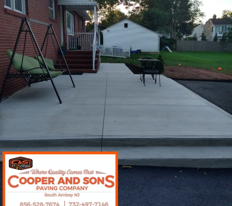 Cooper and Sons Paving - Parlin, NJ. Bound Brook New Jersey concrete patio landscaping pavers Belgium block Cooper and Sons Paving Company