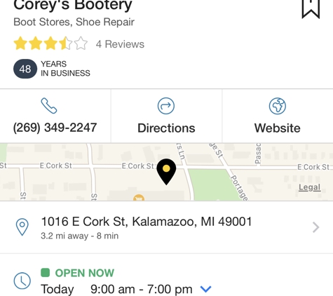 Corey's Bootery - Kalamazoo, MI