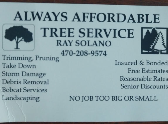 Rays affordable tree service - Gainesville, GA. Ray's business card