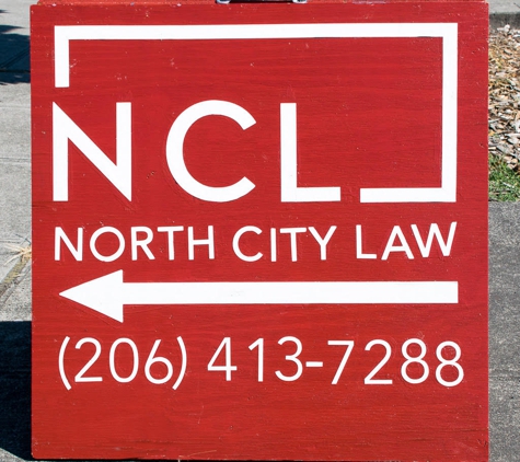 North City Law, PC - Shoreline, WA. Sandwich Board Sign on the Street
