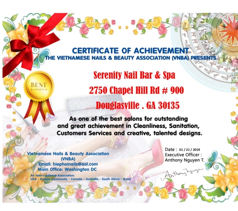 Serenity a Nail Bar and Spa - Douglasville, GA. Congratulations Serenity Nail Bard & Spa !