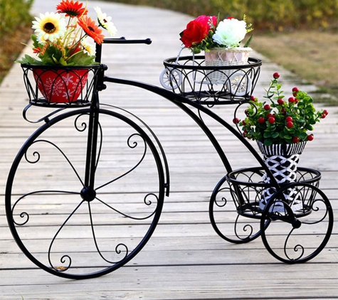 K. A. W. Knight Unlimited - Greenwood, SC. Tricycle Plant Stand Flower Pot Cart Holder Ideal For Home Garden And Patio