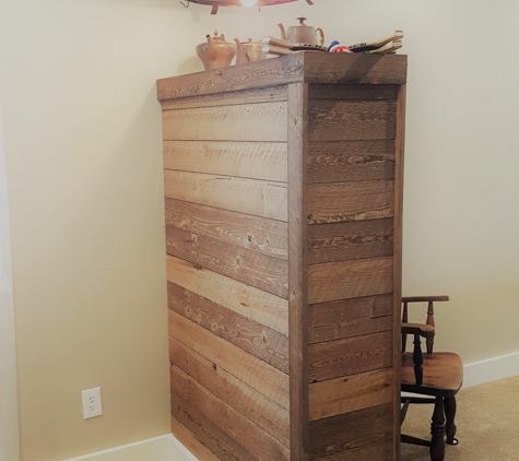 Old England Builders LLC - Brighton, CO. Basement - buttress emphasis using reclaimed pine