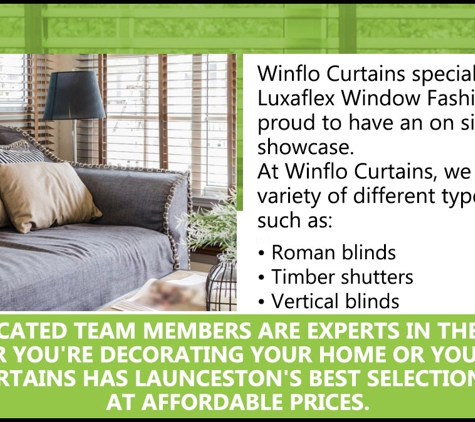 Winflo Curtains. Our made-to-measure service makes certain your window furnishing solutions are a perfect fit