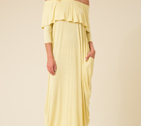 Vees Boutique - Tacoma, WA. S, M, & L
off the shoulder canary yellow dress