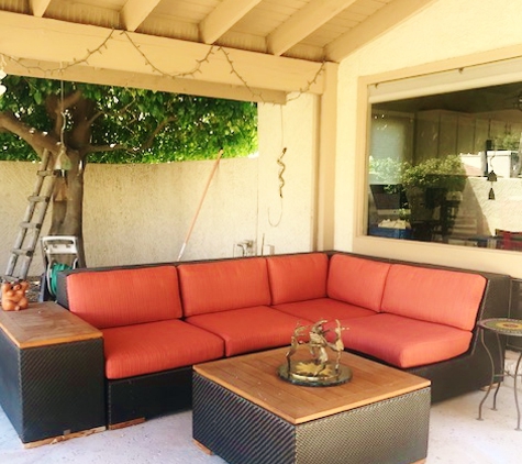 Classic House - Phoenix, AZ. This outdoor patio sectional was custom reupholstered for a client. By Classic House.