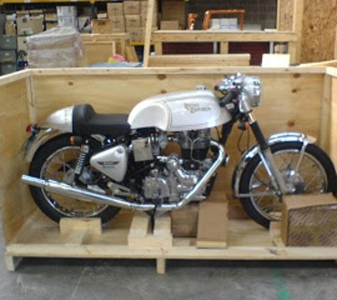 GLOBAL RE-LOCATION SERVICES DBA: AAA Family Move - Woodbridge Township, NJ. Antique "Royal Enfield Motorcycle being shipped...