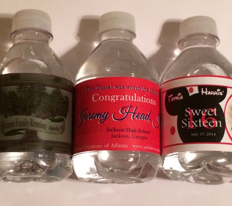 Artistic Creations of Atlanta - Decatur, GA. Customized Water bottle labels