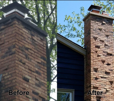 FocalPoint Masonry Inc - Des Plaines, IL. Chimney Before and After