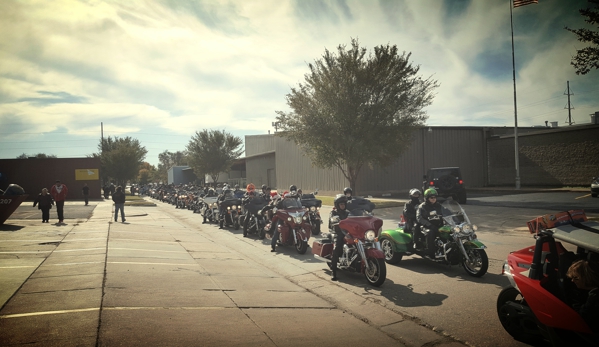 Bikers Edge - Wichita, KS. Riders lining up to leave from Bikers Edge for the Newton Toy Run.