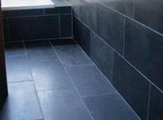 Melbourne Tiling - Dyna Bond - Altona North, VIC. Our bathroom in bluestone from melbourne tilers dyna bond