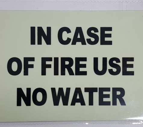 Building Signs - Brooklyn, NY. IN CASE OF FIRE USE NO WATER SIGN - PHOTOLUMINESCENT GLOW IN THE DARK SIGN