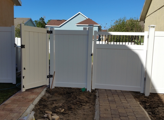 Affordable Pro Services Fence & Gate - Panama City, FL. Installed 2 white vinyl gates for both neighbors 