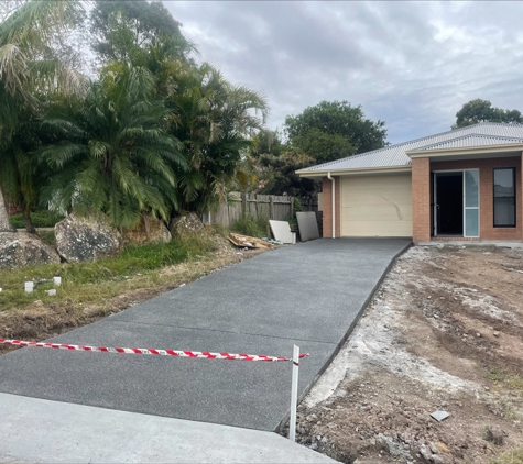 A Plus Concrete Pty Ltd - Green Point, NSW. Exposed Driveway And Shed Slab