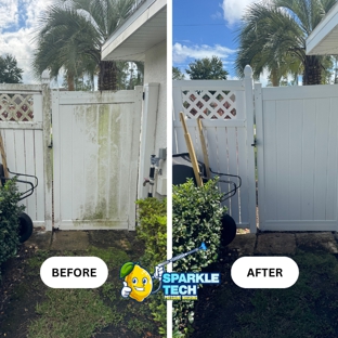 Sparkle Tech Pressure Washing - Palm Coast, FL. Fence we cleaned. www.sparkletechfl.com for free quote