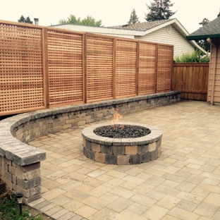 Vulcan Design & Construction, Inc - Vancouver, WA. Gas Fire Pit Area with accent wall