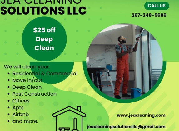 JEA Cleaning Solutions LLC - Philadelphia, PA. $25 off on your first Deep Clean!!