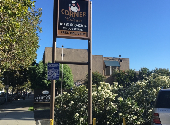 Corner Cuisine - Glendale, CA. Sign by the parking lot