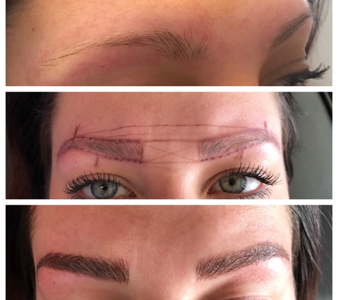 Eyebrows etc - Southfield, MI. Microblading- top is how she came in and middle is after we measured. And third is the final look.