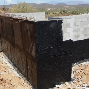 Building Block Masonry - Phoenix, AZ. Block basement walls with waterproofing along the outside