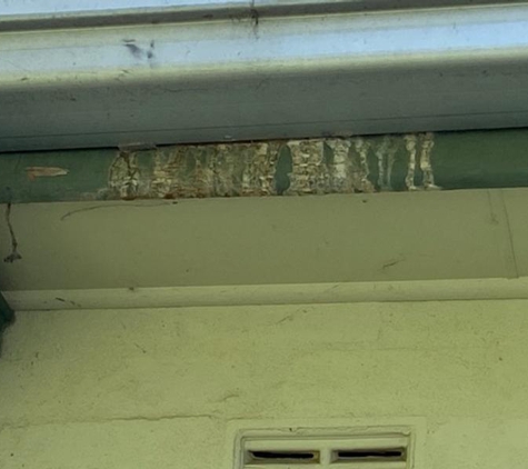 Mac con projects - West Ryde, NSW. Damaged fascia and gutter due to excess efflorescence after only 2 years (screed layer was not waterproofed)