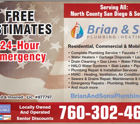 A Brian & Son's Plumbing Heating & Air Conditioning - Vista, CA