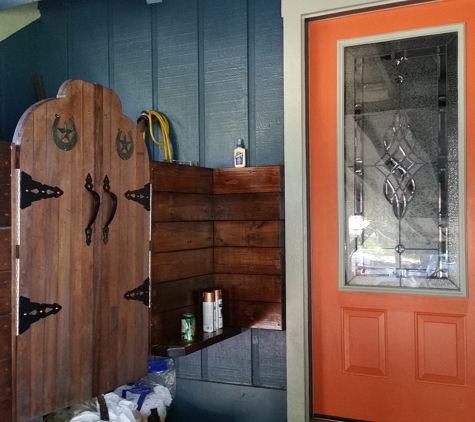 All Your Homework - Marshall, TX. Custom Saloon doors to block while you shower.