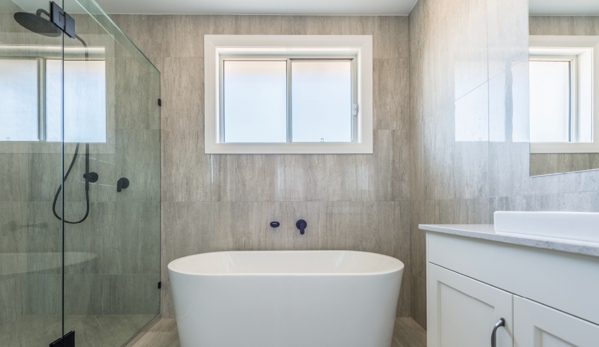 Bradnam's Windows & Doors - Boondall, QLD. Frameless Shower Screen With black hinges
