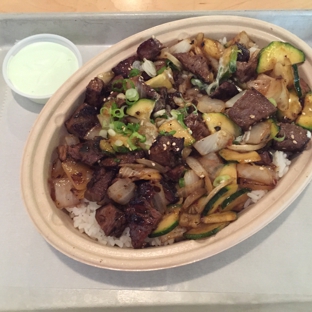 Kobeyaki - New York, NY. my go-to grilled beef bowl minus edamame, yellow squash and carrots with a side of wasabi mayo.