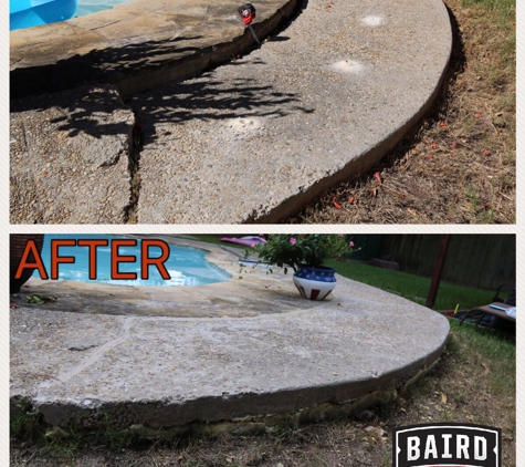 Baird Foundation Repair - San Antonio, TX. Before & After- Pool Decking PolyLevel