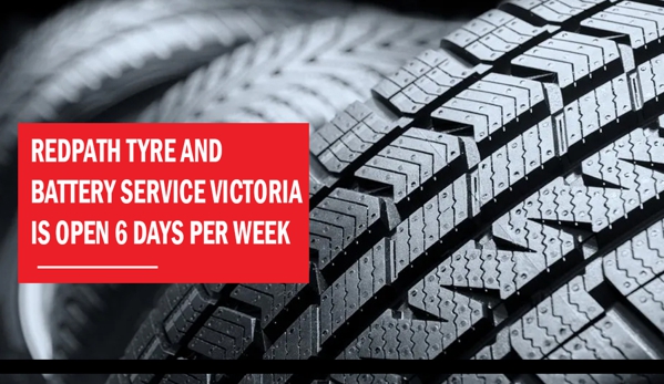 Redpath Tyre & Battery Service Pty Ltd - Maryborough, VIC. Redpath Tyre and Battery Service Victoria is open 6 days per week.