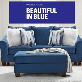 Bi-Rite Furniture - Houston, TX. Don't get the Monday blues! Liven up your home with this delightful blue velour living room set for just $998.