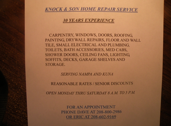 Knock & Son Home Repair Service - Nampa, ID