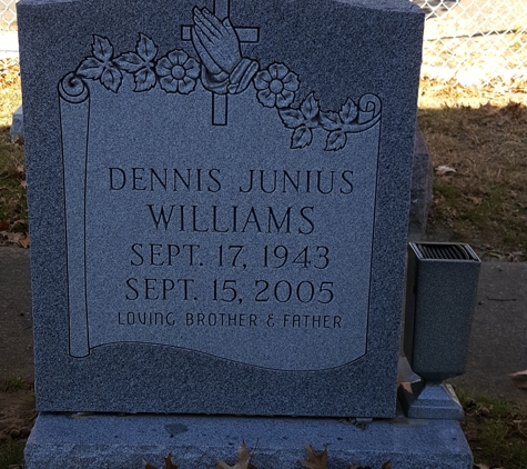 Oakwood Monument Company - Richmond, VA. Sample Single Headstone w/cup (extra)