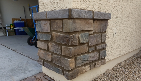 Building Block Masonry - Phoenix, AZ. Stone veneer on the front of the house
