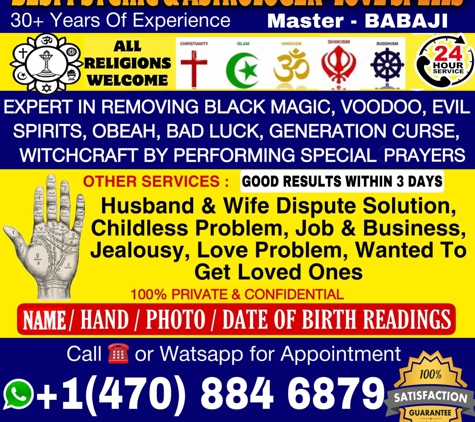 Psychic & Astrologer Love Spell - Decatur, GA. Best Psychic and Astrologer-Love Spell in Atlanta 
Master SaiRam Babaji
☎️ 470 884 6879