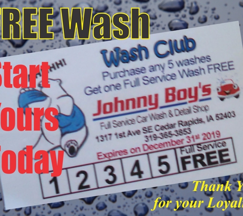 Johnny Boy's Car Wash - Cedar Rapids, IA. Join today. Get a Free wash.