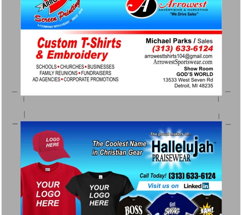 Arrowest Custom T-Shirts & Promotional Products/ Makers of Hallelujah Praisewear - West Bloomfield, MI