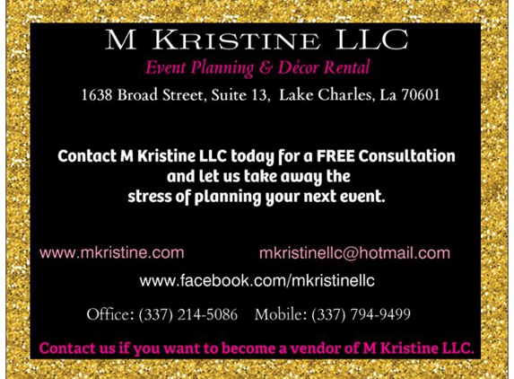 M Kristine LLC (Event Planning & Decor Rental) - Lake Charles, LA