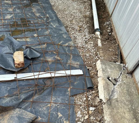 All about exposed aggregate - Mount Eliza, VIC. Unfinished pipework repair that his team cut through when removing concrete.