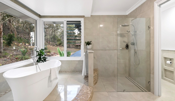 Bradnam's Windows & Doors - Gladstone Central, QLD. Frameless Fixed Shower Screen