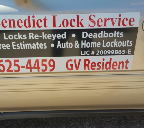 Benedict Lock Service - Green Valley, AZ. Benedict Lock Service A Green Valley Locksmith Sense 2004  and Vermont Locksmiths Sense1960 & 1978. Local Residents of Green Valley.