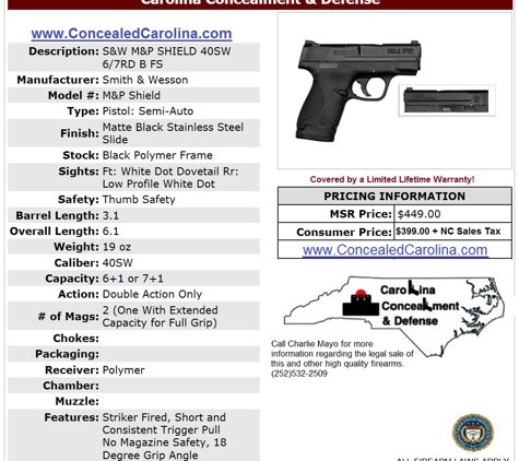 Carolina Concealment & Defense (Gun Store) - Battleboro, NC