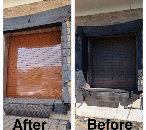 Burdens Overhead Doors - Jacksonville, FL. Asta #424 chestnut brown 
Before and after