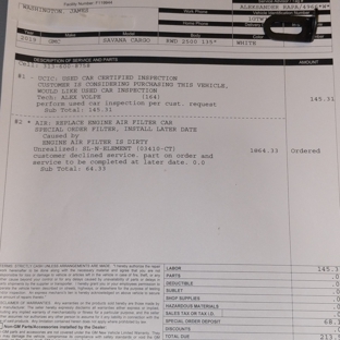 Mickey Shorr - Saint Clair Shores, MI. This inspection shows 2 low tread tires which above you'll see I have purchased. And a paid for air filter to be installed next week.