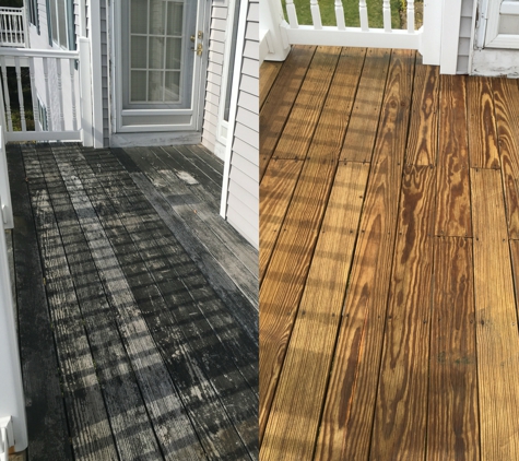 JV Power Washing - Bellport, NY. Before & After Deck Cleaning