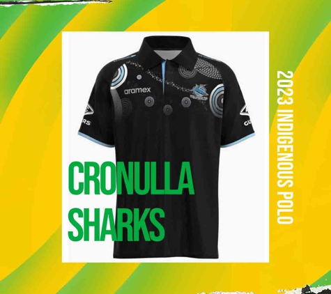 Jerseys Megastore - Fyshwick, ACT. Cronulla Sharks 2023 Indigenous Polo Shirts
