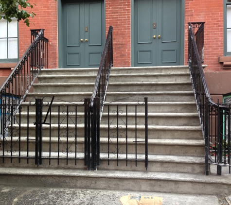 High Tech Construction-Brownstone Facade Restoration,Brick Work,Complete Exterior Restoration,Brownstone - Brooklyn, NY. (Before)
best stoop, best contractor,  beautiful details, brownstone stoop, complete based grey coat. brownstone stoop restoration