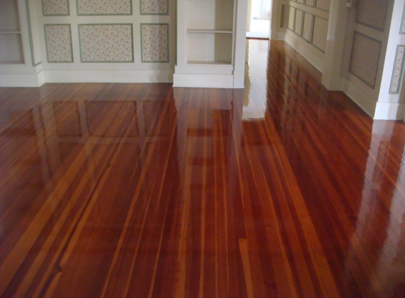 True Quality Wood Flooring - Fort Lauderdale, FL. Solid Miami Dade pine wood floors were sanded and coated with a semi gloss finish in Los Olas.